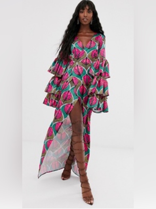 ASOS Dresses & Skirts - ASOS Pink and Teal Floral Maxi Dress
